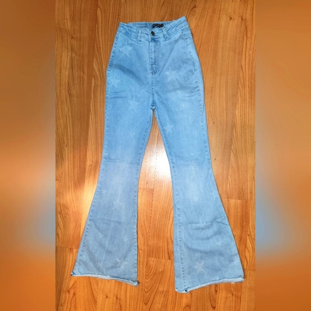 Shien Flare Blue Jeans Star Print EUC sz 6